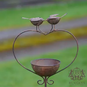 Robins on Heart Bird Bath Feeder