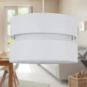 First Choice Lighting Light Grey Layered Easy Fit Drum Light Shade