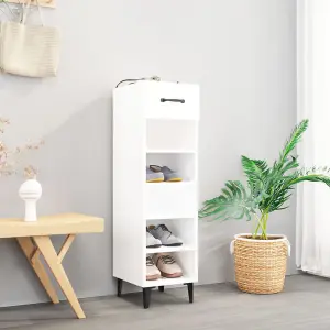 Shoe Cabinet High Gloss White 30x35x105 cm Engineered Wood