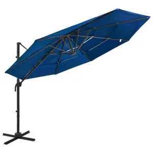 Berkfield 4-Tier Parasol with Aluminium Pole Azure Blue 3x3 m