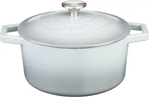 Cast Iron Casserole Set of 2 26cm & 28cm / 4.3L & 5.8L Dishes Oven Proof Enamelled Cast Iron Pans with Lids