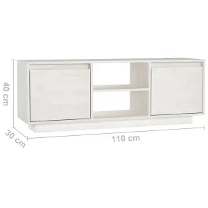 Berkfield TV Cabinet White 110x30x40 cm Solid Pinewood