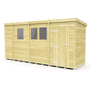 13 x 4 Feet Pent Security Shed - Double Door - Wood - L118 x W387 x H201 cm