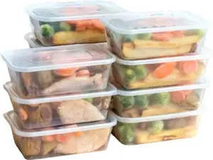 Sabco - 50Pcs 650Ml Clear Plastic Microwave Containers With Lids - Food Tubs Ideal For Takeaways & Restaurants - BPA Free Freezer Safe & Microwavable