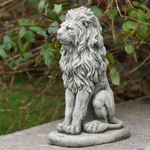 Upright Lion Stone Statue Outdoor Garden British Made Ornament