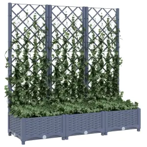 Berkfield Garden Planter with Trellis Dark Grey 120x40x121.5 cm PP