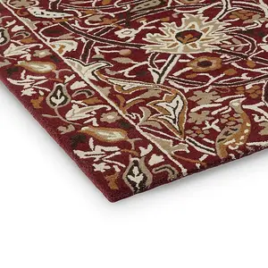 William Morris 127300 Red Gold Bullerswood Runner Rug For Hallway -Long 67x230cm