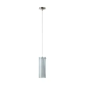 Pendant Ceiling Light Satin Nickel Black White Smoked Opal Matt Bulb E27 1x60W