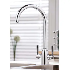 Prism Twin Lever Kitchen Sink Mixer Tap Chrome