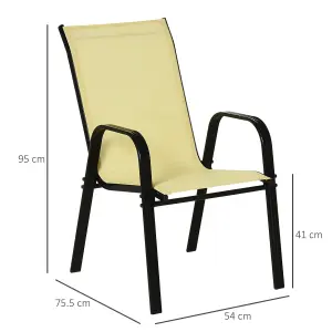 Outsunny Set of 4 Garden Dining Chair Set Outdoor w/ High Back Armrest Beige