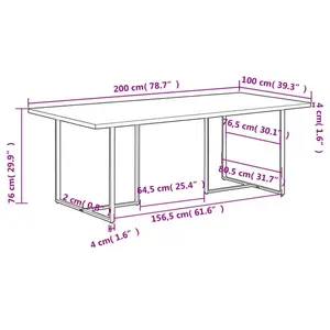 Sheilds Dining Table Multicolour / H76 x L200 x W100cm