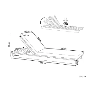 Sun Lounger Wood Light Wood GRANARI