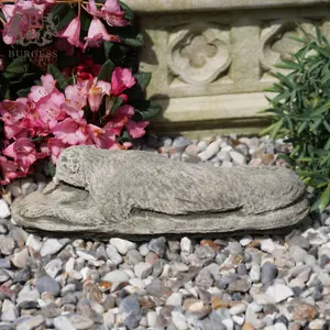 Laying Lurcher Stone Statue Greyhound Whippet Animal Outdoor British Made Garden Ornament