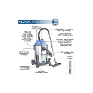 Hyundai HYVI3014 1400W 3 In 1 Wet and Dry HEPA Filtration Electric Vacuum Cleaner