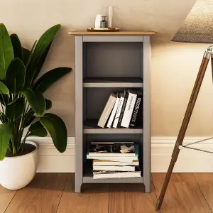 3 Tier Solid Oak Bookcase Grey