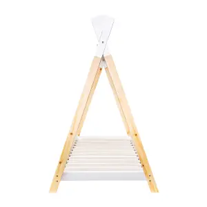 Solid Pine Teepee Toddler Bed Two-Tone Slat Base For Children Kids Bedroom Furniture