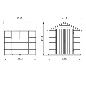 Forest Garden Overlap 7x7 ft Apex Wooden 2 door Shed with floor & 2 windows