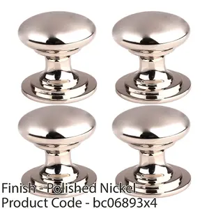 4 PACK - Victorian Tiered Door Knob - 32mm Polished Nickel Cabinet Pull Handle Round Rose