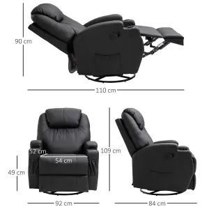 HOMCOM 8-Point Massage Recliner Chair Sofa Rocking Swivel W/ Remote Control