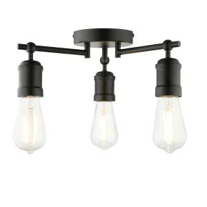 Harbour Studio Kyron Matt Steel Black 3 Lamp Bathroom Ceiling light