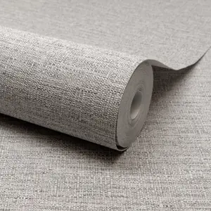 Grandeco Telma Slubbed Fabric Hessian Textured Luxury Wallpaper Neutral Marl