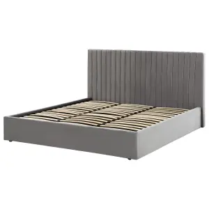 Velvet EU Super King Size Ottoman Bed Grey VION