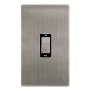 Stainless Steel Screwless Plate 2 Gang Ingot Size 45A Switch - Black Trim - SE Home