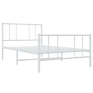 Berkfield Metal Bed Frame with Headboard and Footboard White 90x190 cm 3FT Single