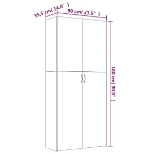 Berkfield Shoe Cabinet Grey Sonoma 80x35.5x180 cm Engineered Wood