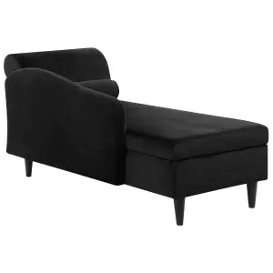 Right Hand Velvet Chaise Lounge Black LUIRO