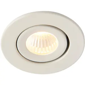 Micro Adjustable Recessed Ceiling Downlight - 4W Warm White LED - Matt White