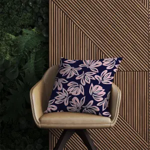 Pink Navy Floral Botanical Pattern Outdoor Cushion 60cm x 60cm