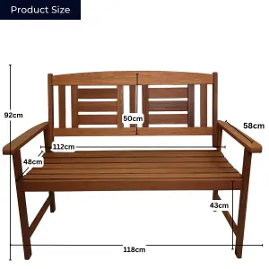 Hawkshead 2 Seater Outdoor Wooden Garden Patio Bench