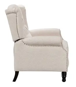 Fabric Linen Beige Marianna Manual Recliner Wingback Chair