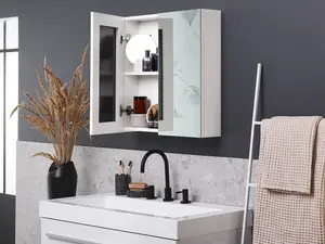 Bathroom Wall Mounted Mirror Cabinet 60 x 60 cm White NAVARRA