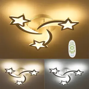 3 Head Childlike Shooting Stars LED Energy Efficient Flush Mount Ceiling Light Cartoon Decor Dimmable