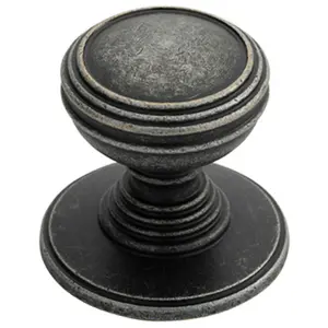 Ringed Tiered Cupboard Door Knob 30mm Diameter Pewter Cabinet Handle