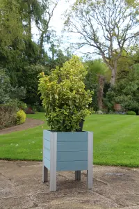 Winawood Wood Effect Square Raised Planter - Stone Grey