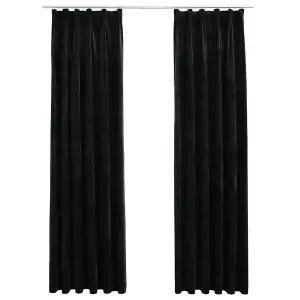 vidaXL Blackout Curtains 2 pcs with Hooks Velvet Black 140x245 cm