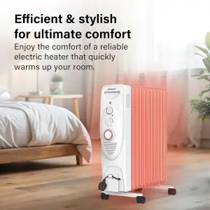 2500W Oil Filled Radiator Oil Electric Heater 2.5KW Portable 11 Fin Thermostat