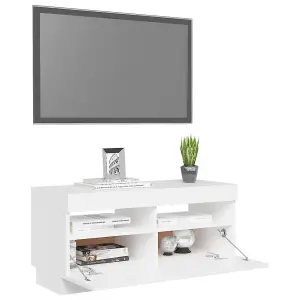 Berkfield TV Cabinet with LED Lights White 80x35x40 cm