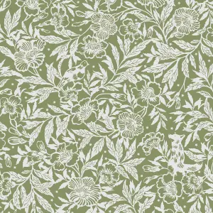 Twilight Ditsy Floral Green Wallpaper