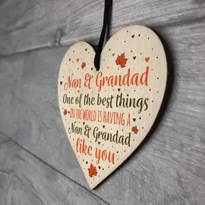 Red Ocean Nan Grandad Gifts Hanging Wooden Heart Sign Birthday Christmas Xmas Grandparent Gifts