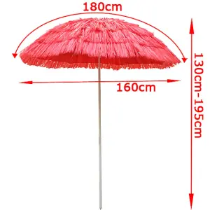 SunDaze 1.6M Red Hawaiian Parasol Outdoor Beach Patio Umbrella UV Protection