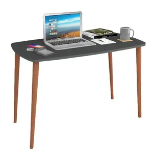 URBNLIVING 105cm Width Anthracite Home Office, Study Computer Desk Solid Modern Wooden With Scandi Legs