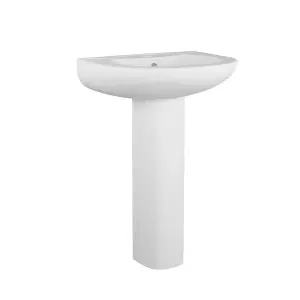 SunDaze Bathroom Cloakroom Full Pedestal 540mm Basin Compact Single Tap Hole Sink