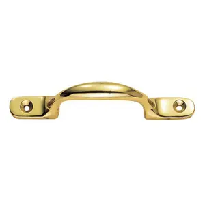 Sash Window Bow Shaped Lift Handle 102 x 12mm 28mm Proj Polished Brass