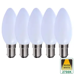 Harper Living 5 Watts B15 SBC Small Bayonet LED Light Bulb Opal Candle Warm White Dimmable, Pack of 5