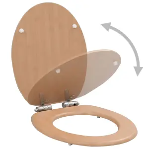 WC Toilet Seats 2 pcs with Soft Close Lids MDF Bamboo Design