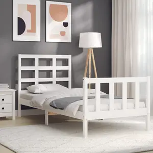 Berkfield Bed Frame with Headboard White 100x200 cm Solid Wood